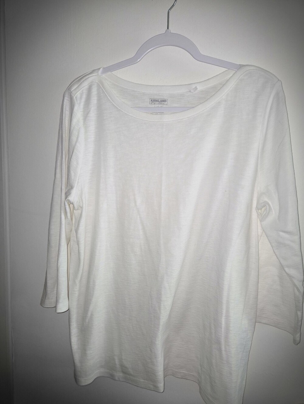 Kirkland Signature White Boatneck Long Sleeve Tee